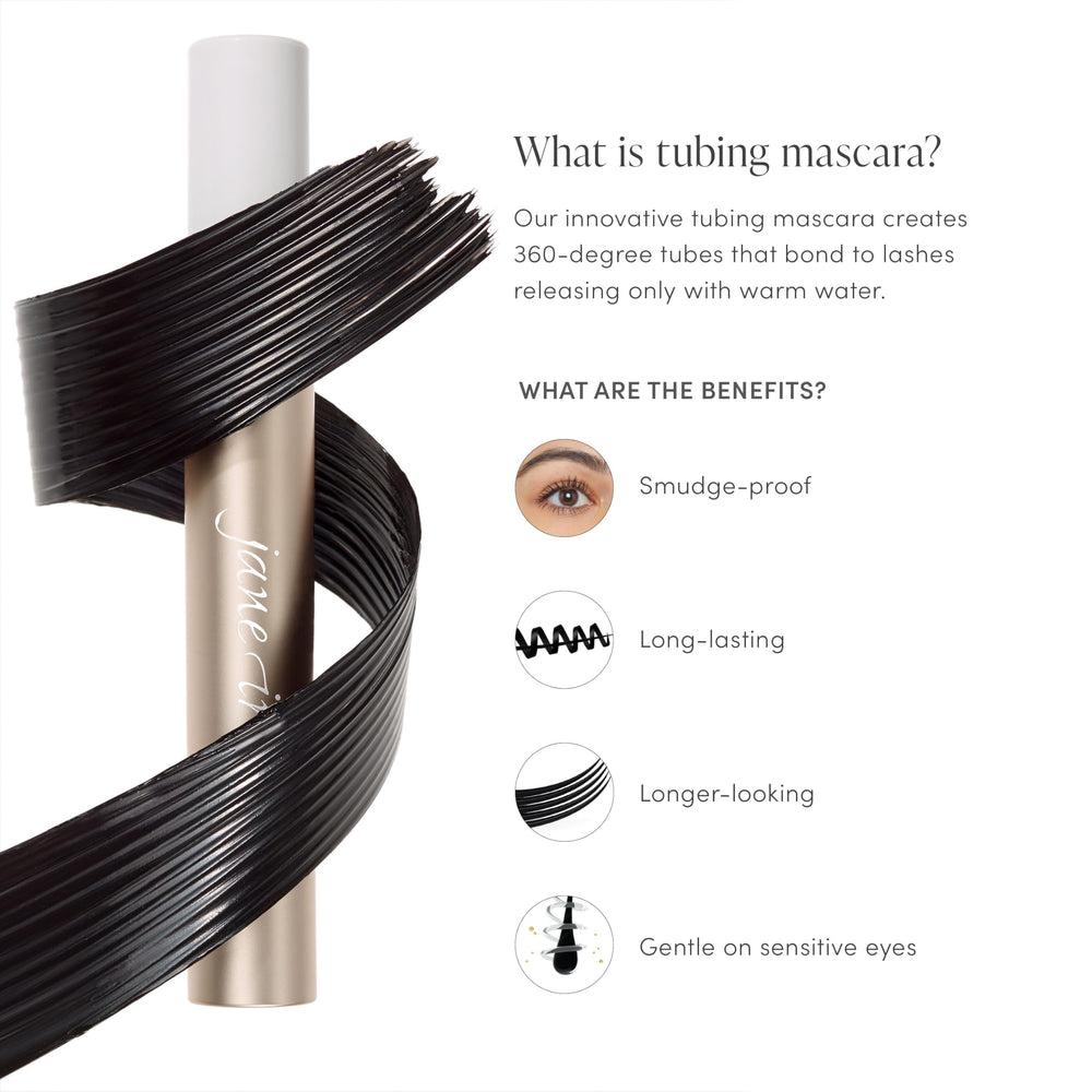 Jane Iredale Lash Fixation tubing mascara wraps lashes in 360-degree tubes for lightweight definition
