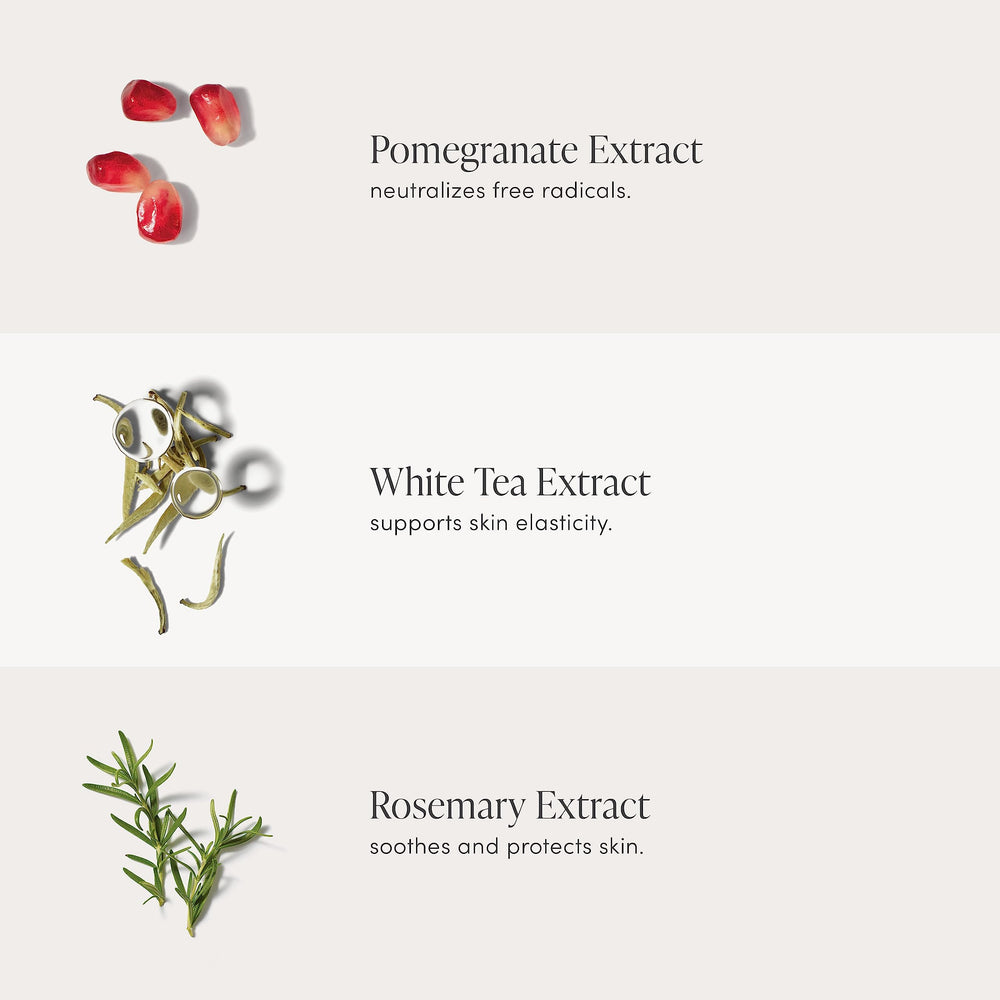 Jane Iredale Pommisst rosemary extract icon suggests calming protection for skin.