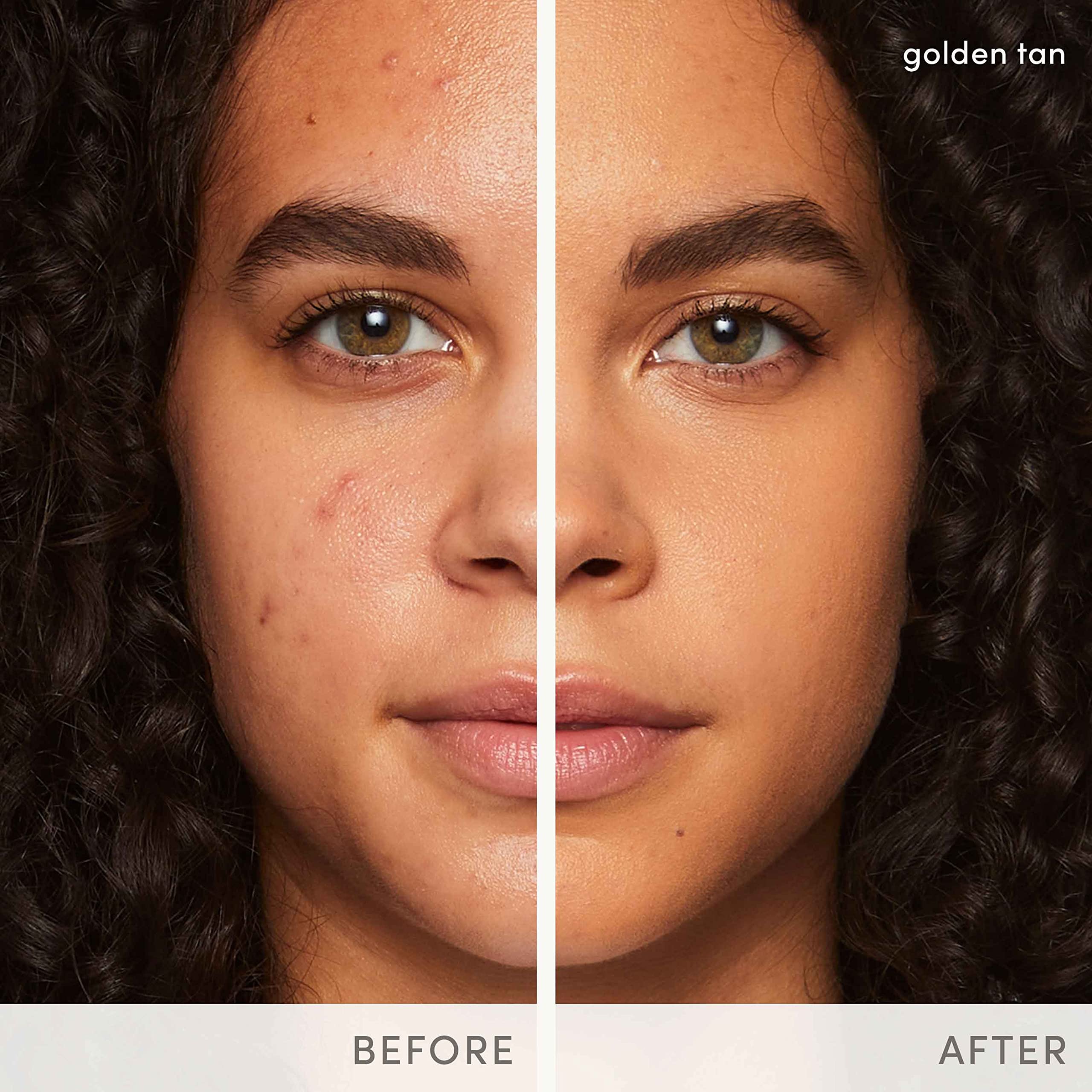 Jane Iredale PurePressed Base Latte skin swatch demonstrates sheer-to-matte finish.