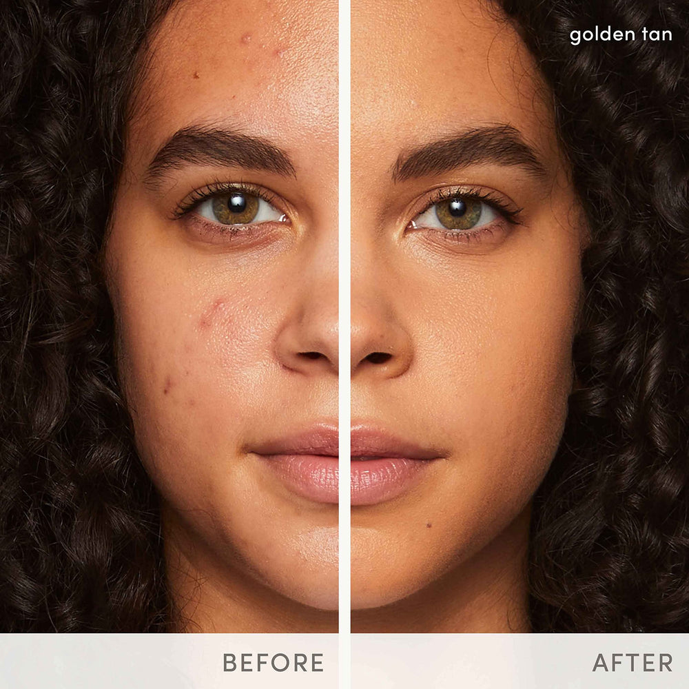 Jane Iredale PurePressed Base Latte skin swatch demonstrates sheer-to-matte finish.