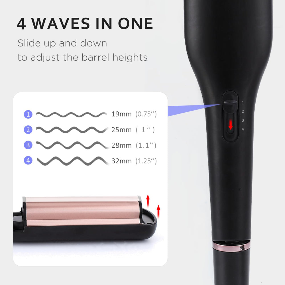Janelove 4-in-1 hair crimper with 1.1-inch plate for beachy curls