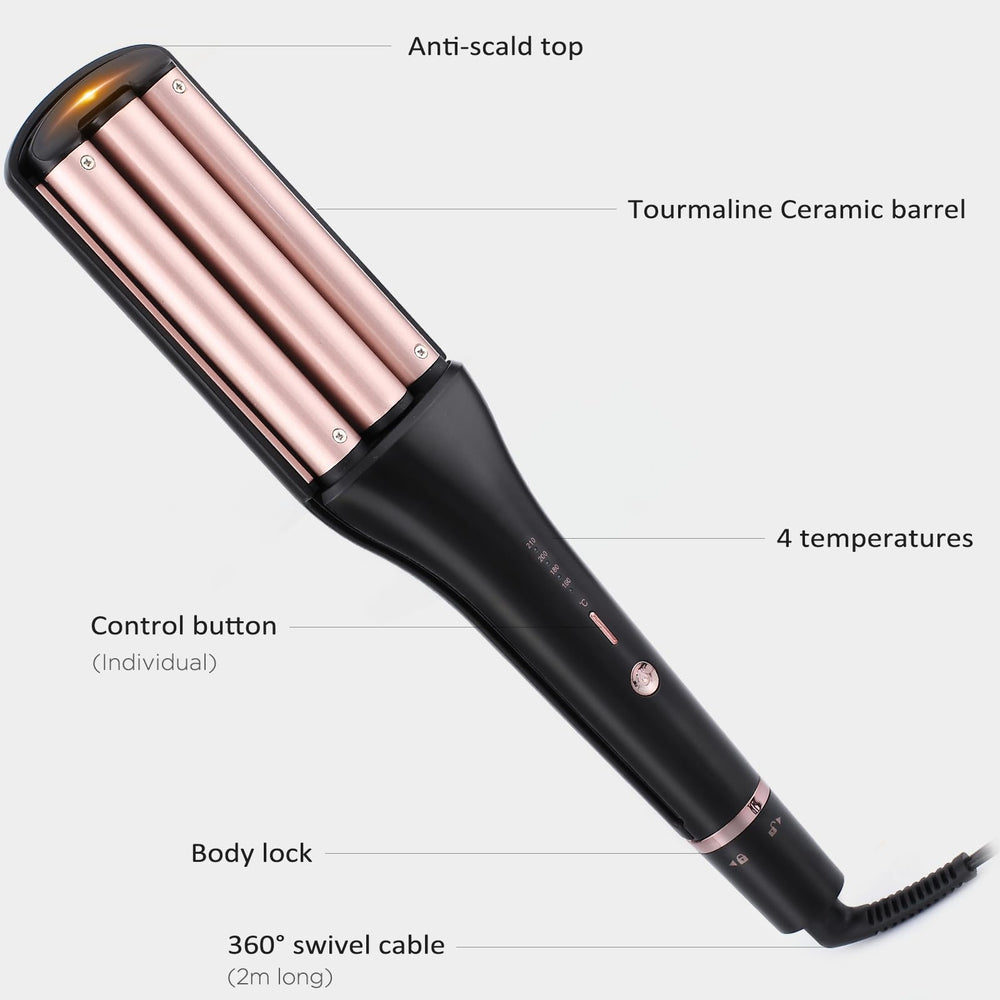 Janelove 4-in-1 hair crimper LED display shows temperature