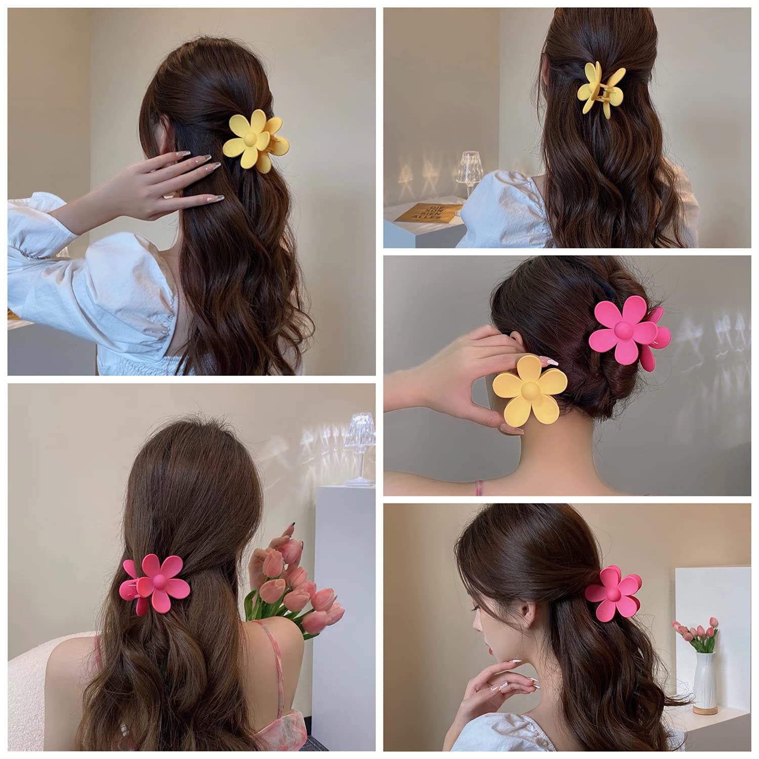 JANFUN garra grande de pelo con flor mate para fijar el peinado