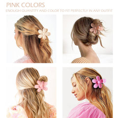 Ganchos rectangulares JANFUN para cabello grueso, sujeción estable en rosa