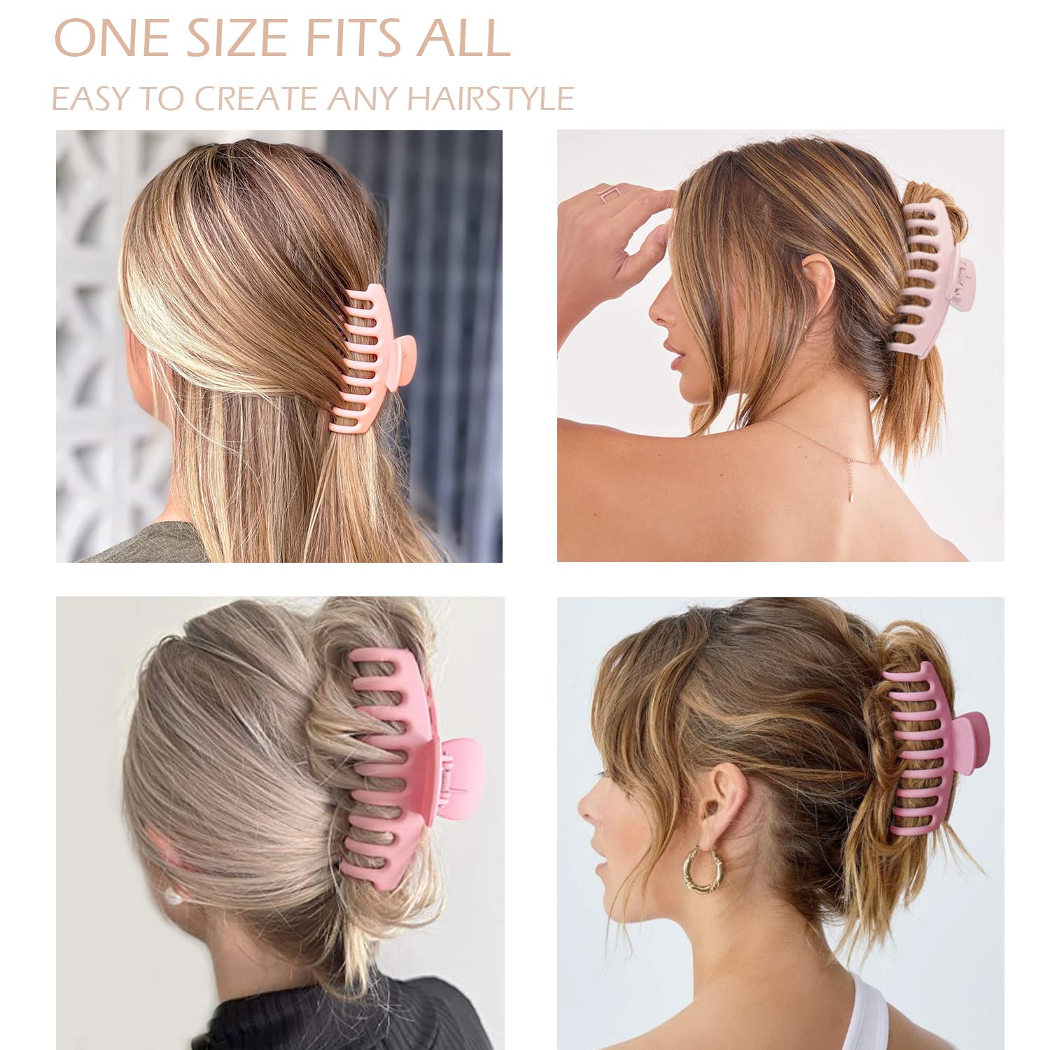 Garras JANFUN para cabello, clips grandes en rosa para estilos rápidos