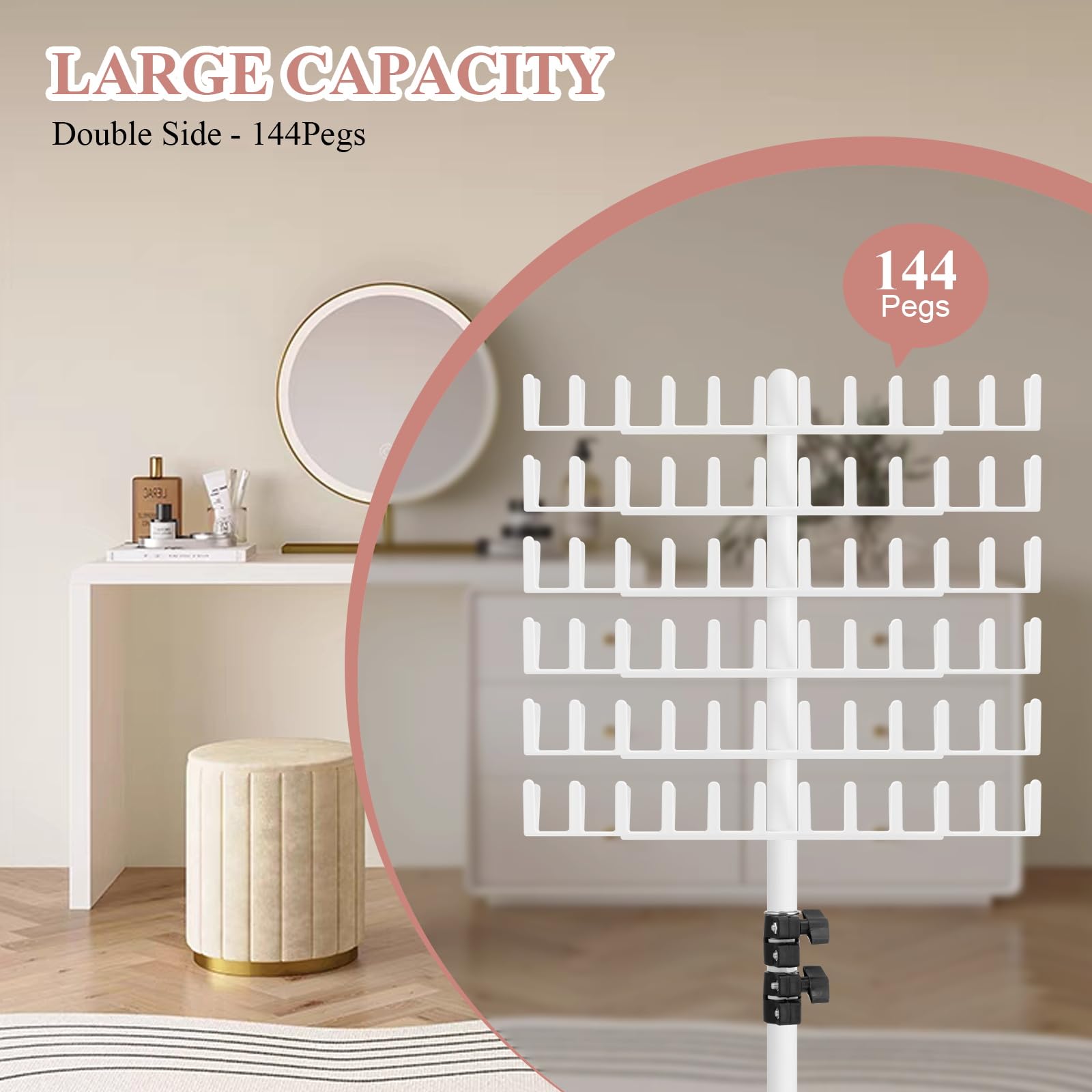 JANMPASK height‑adjustable braiding rack adapts to seated or standing work for comfort