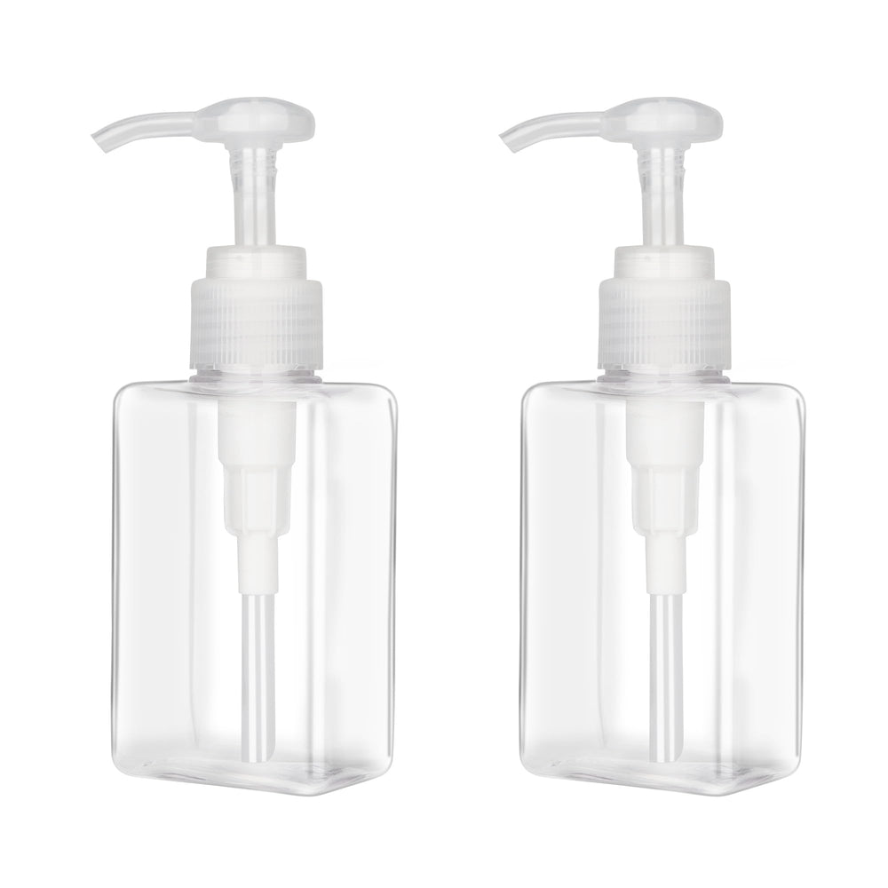Jansburg 2-pack 100ml pump bottle in clear, ideal for travel-ready skincare.