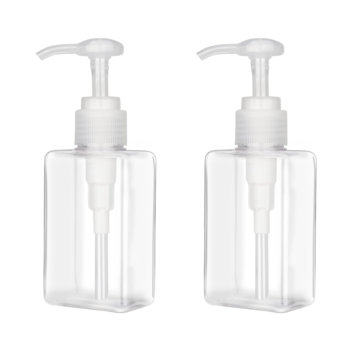 Jansburg 2-pack 100ml pump bottle in clear, ideal for travel-ready skincare.