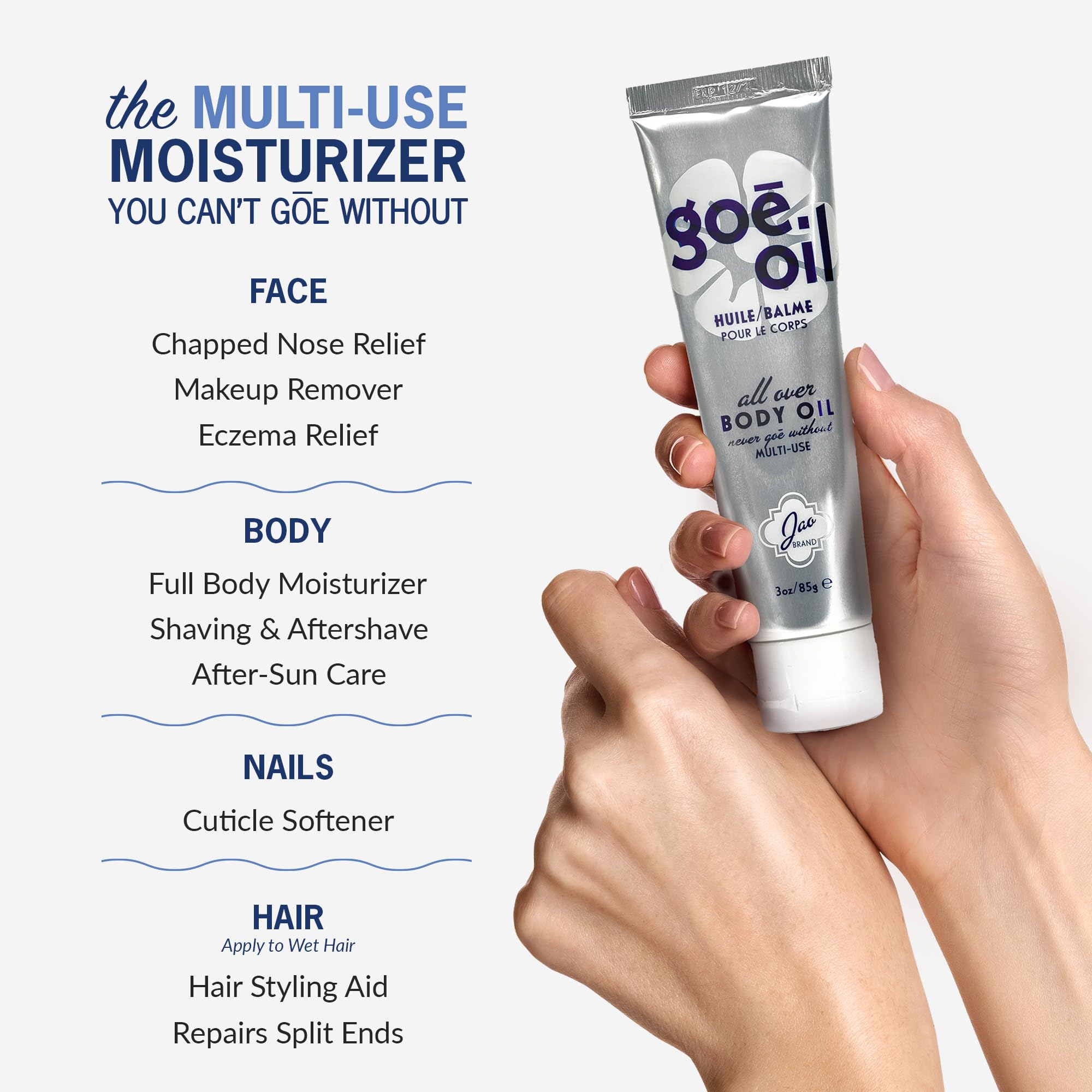 Jao Goē Oil face application highlights radiant, dewy finish.