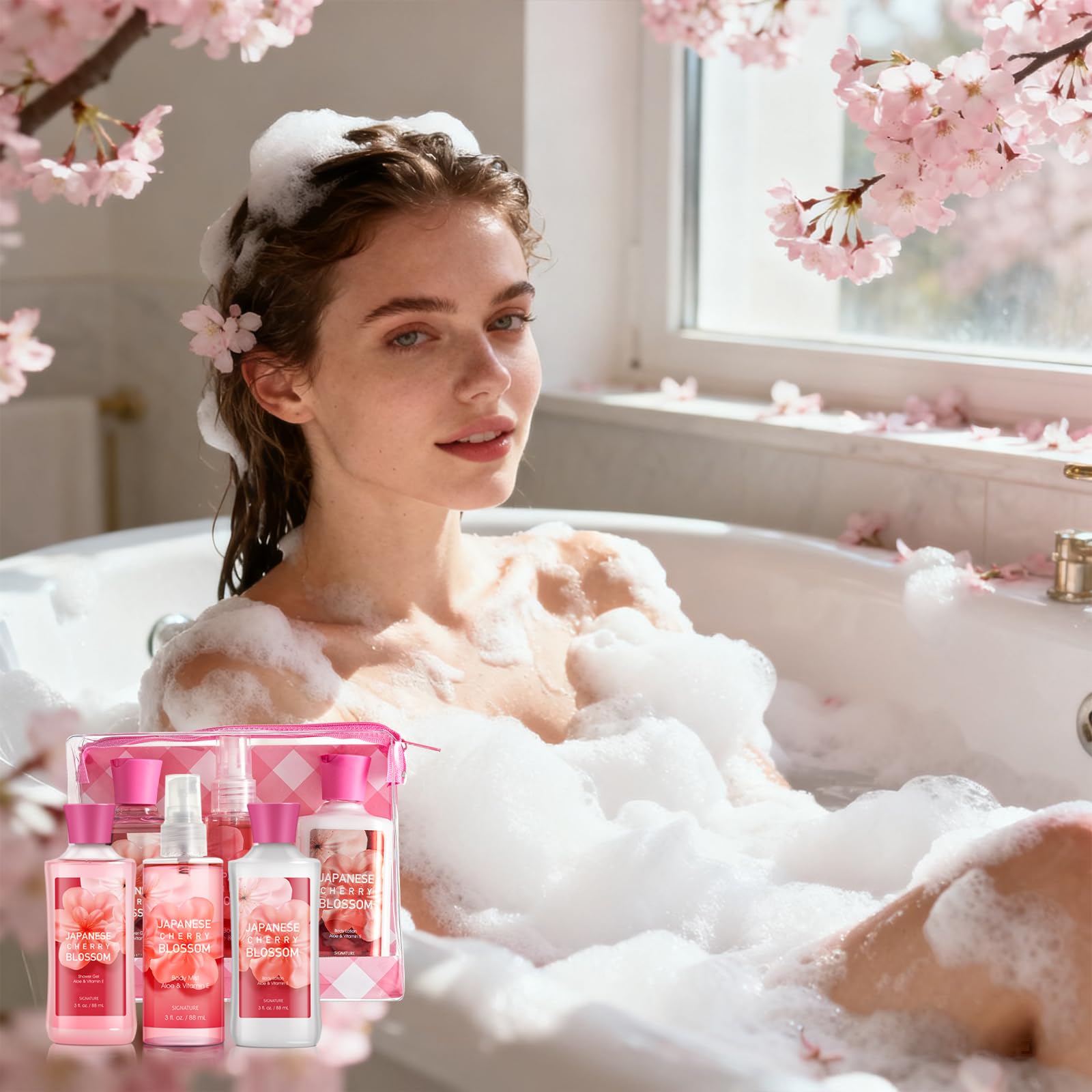 Conjunto spa japonesa flor de cerezo: ingredientes naturales manteca de karité aloe