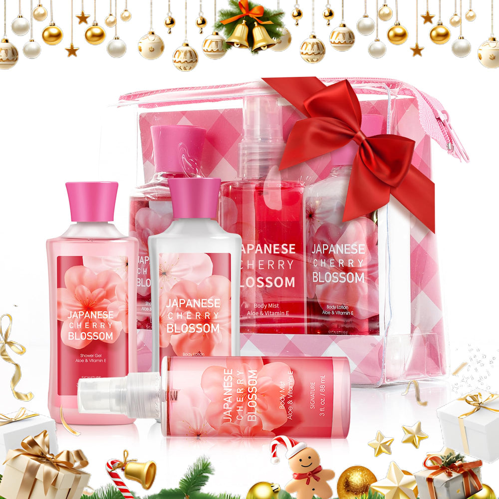 Conjunto spa japonesa flor de cerezo: set de viaje compacto para cuidado diario