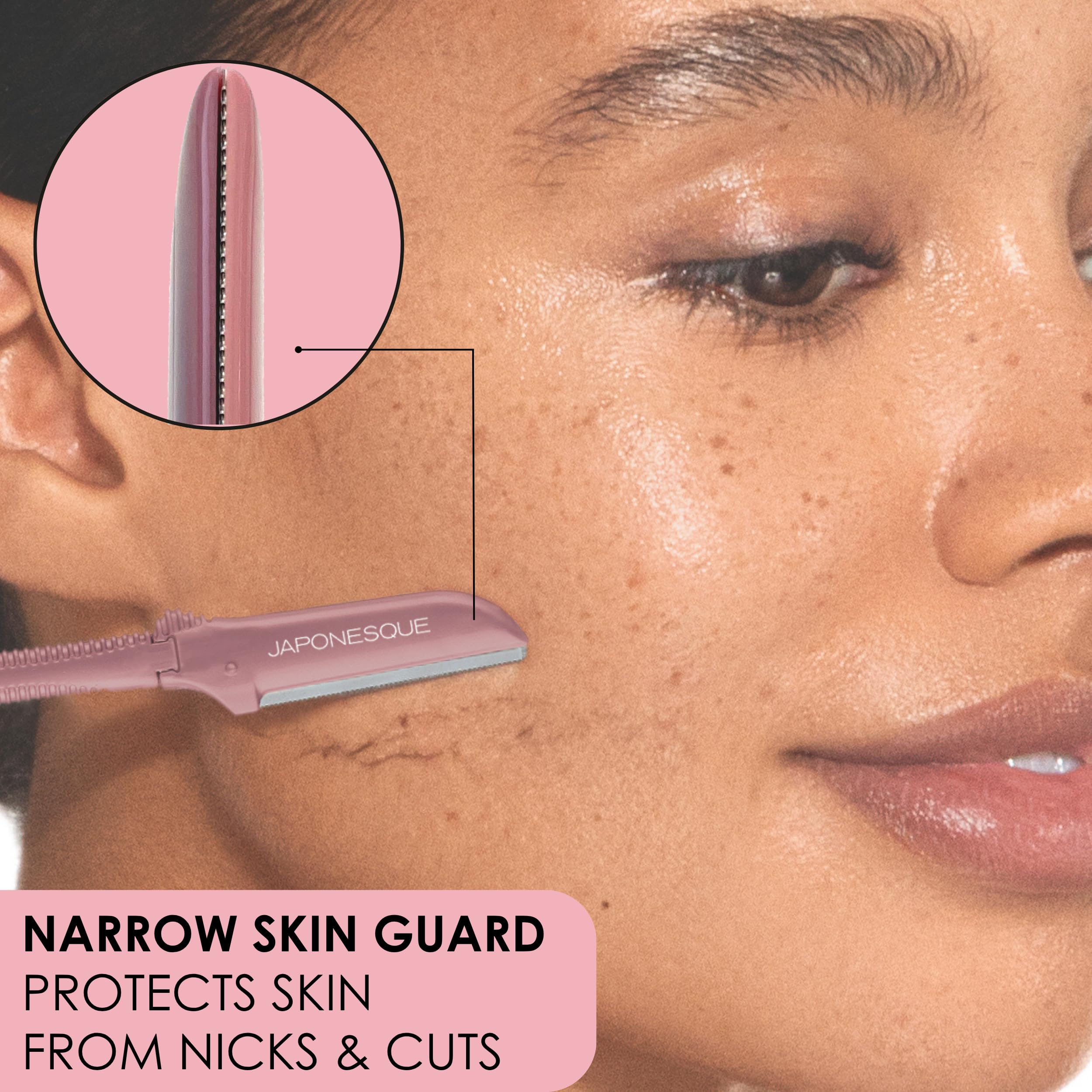 JAPONESQUE Dermaplaner skin prep benefits illustrate improved serum absorption on exfoliated skin.