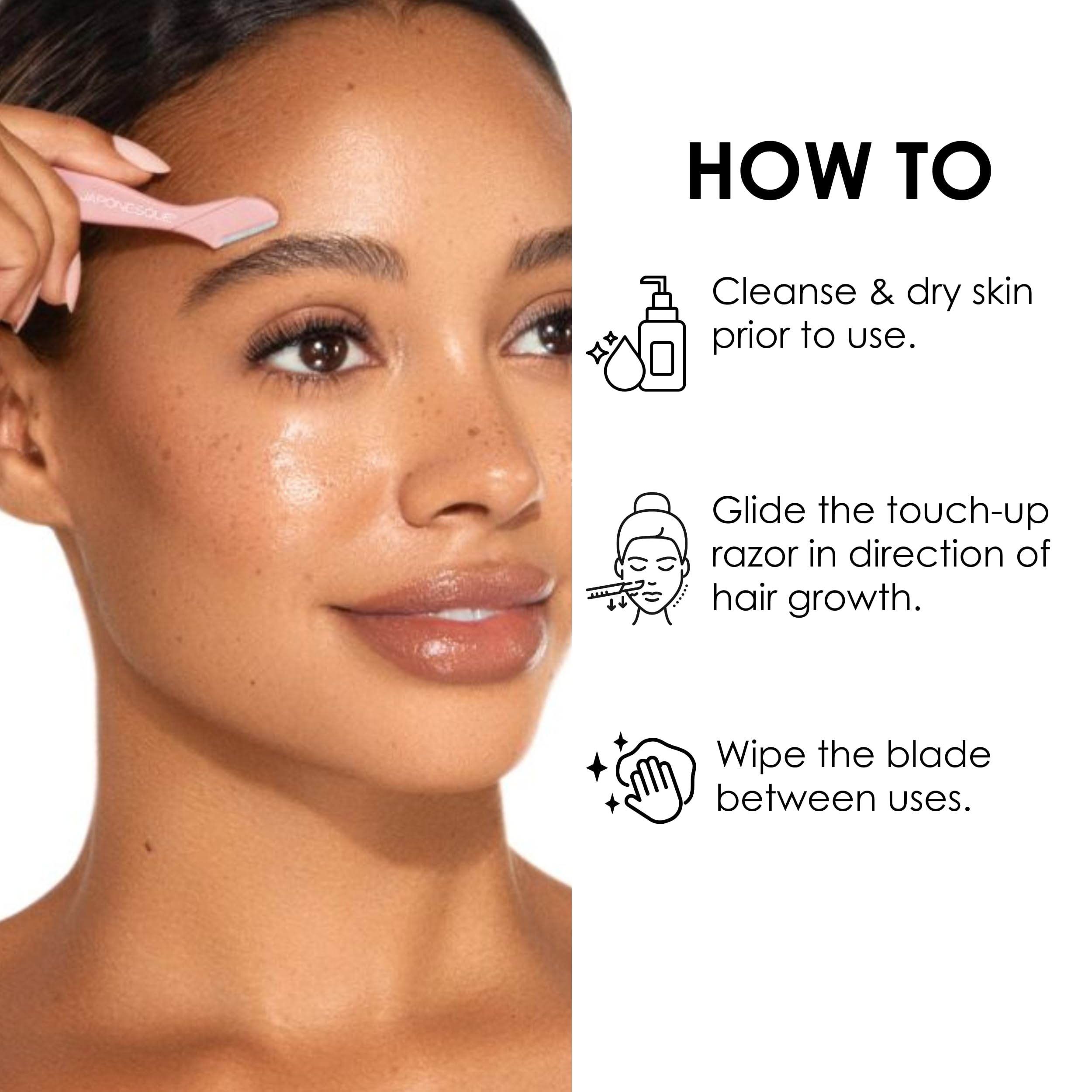 JAPONESQUE women's facial hair remover in use for smooth skin prep.