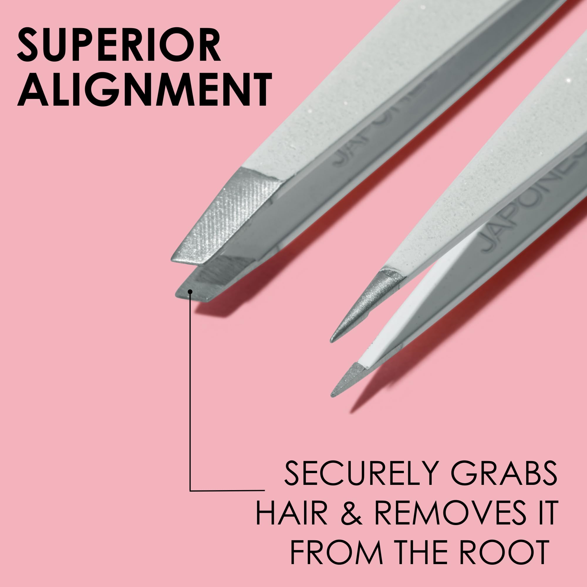 JAPONESQUE Precision Alignment ensures secure hair capture during plucking.