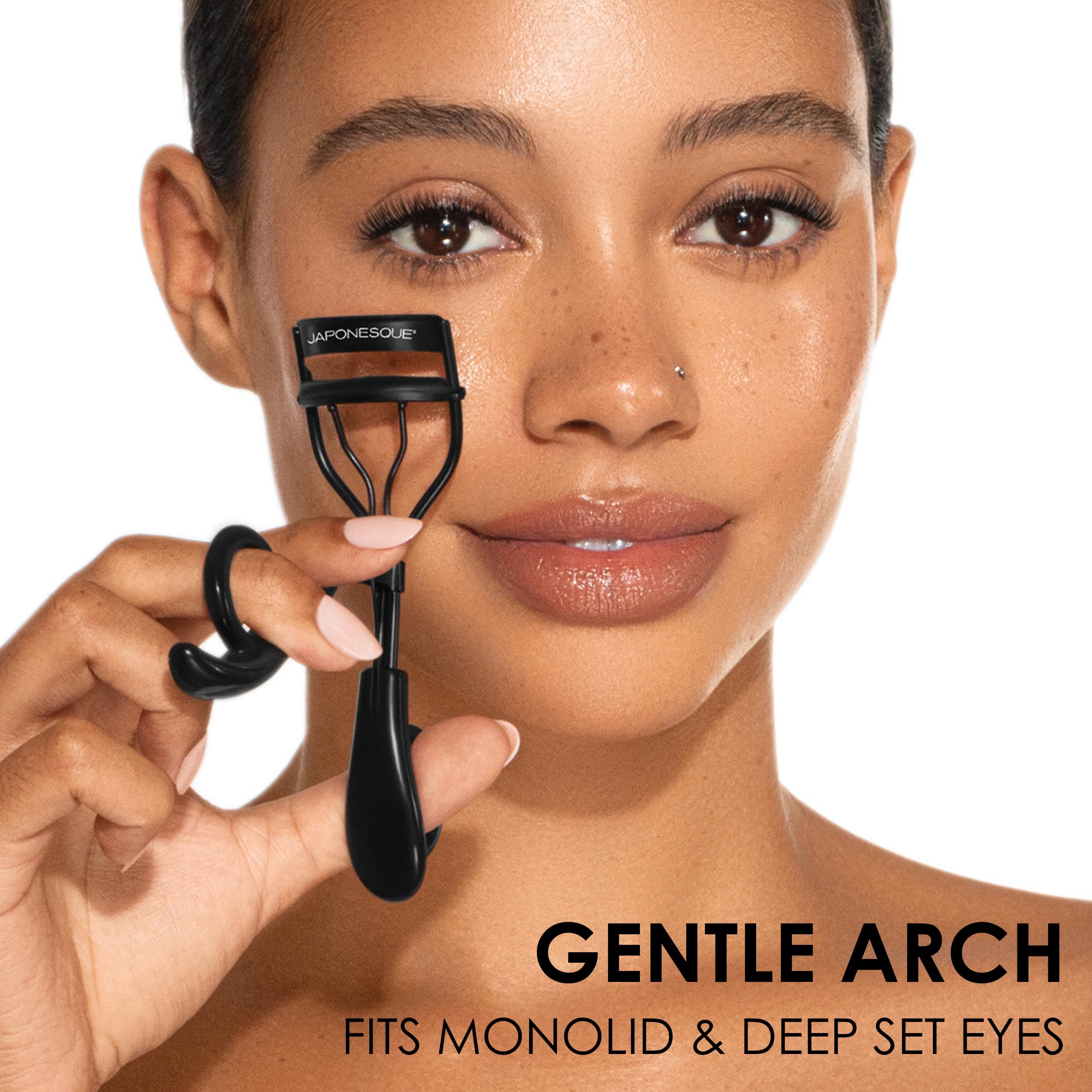 JAPONESQUE Pro Performance Lash Curler ergonomic-handle emphasizes control at multiple angles