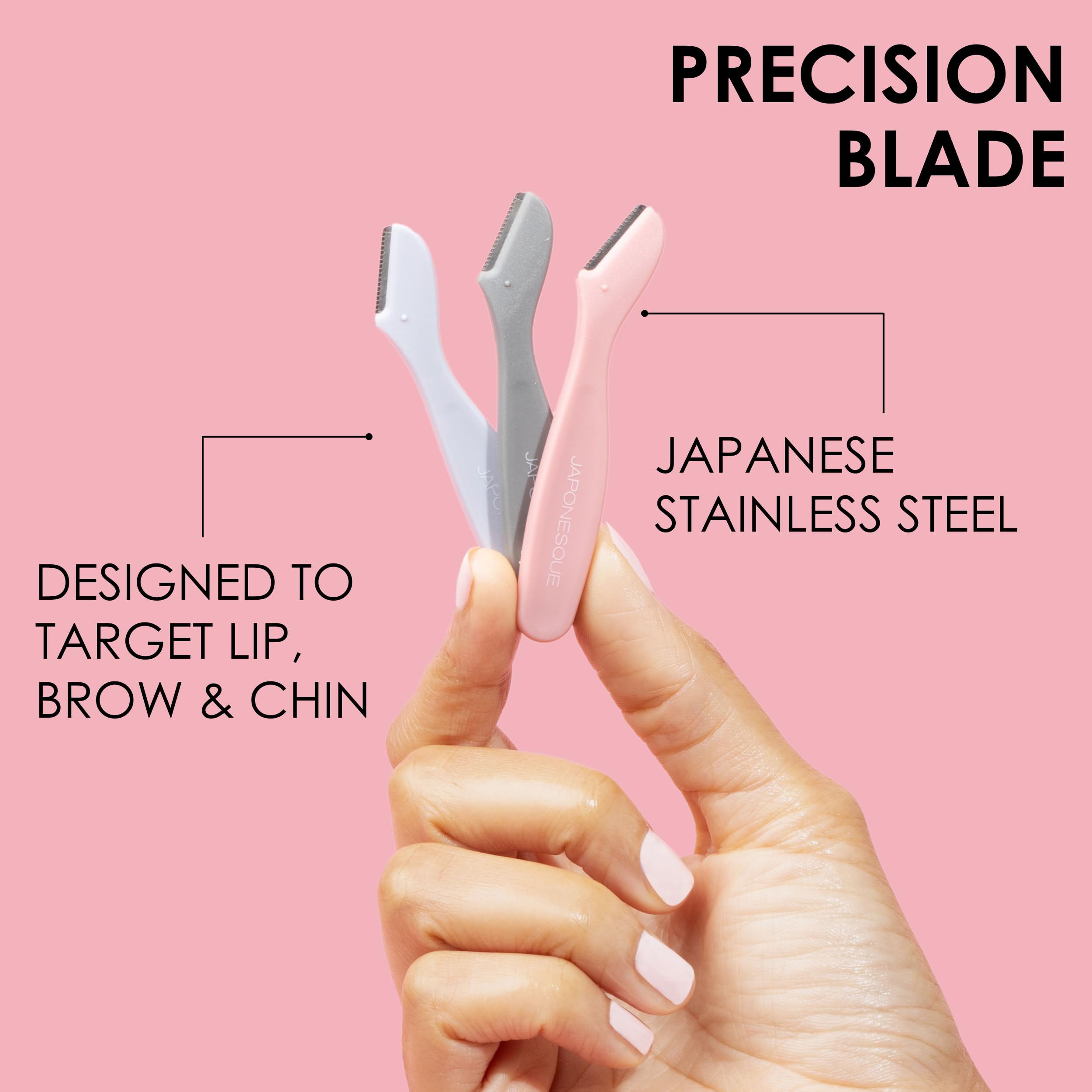 Single stainless steel blade for precise facial hair removal.
