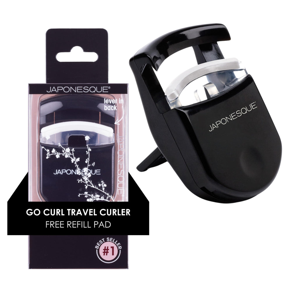 JAPONESQUE travel eyelash curler black, purse-ready for quick touch-ups.