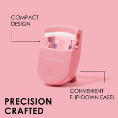 Pink close-up with soft pad showing gentle curling and easy cleaning