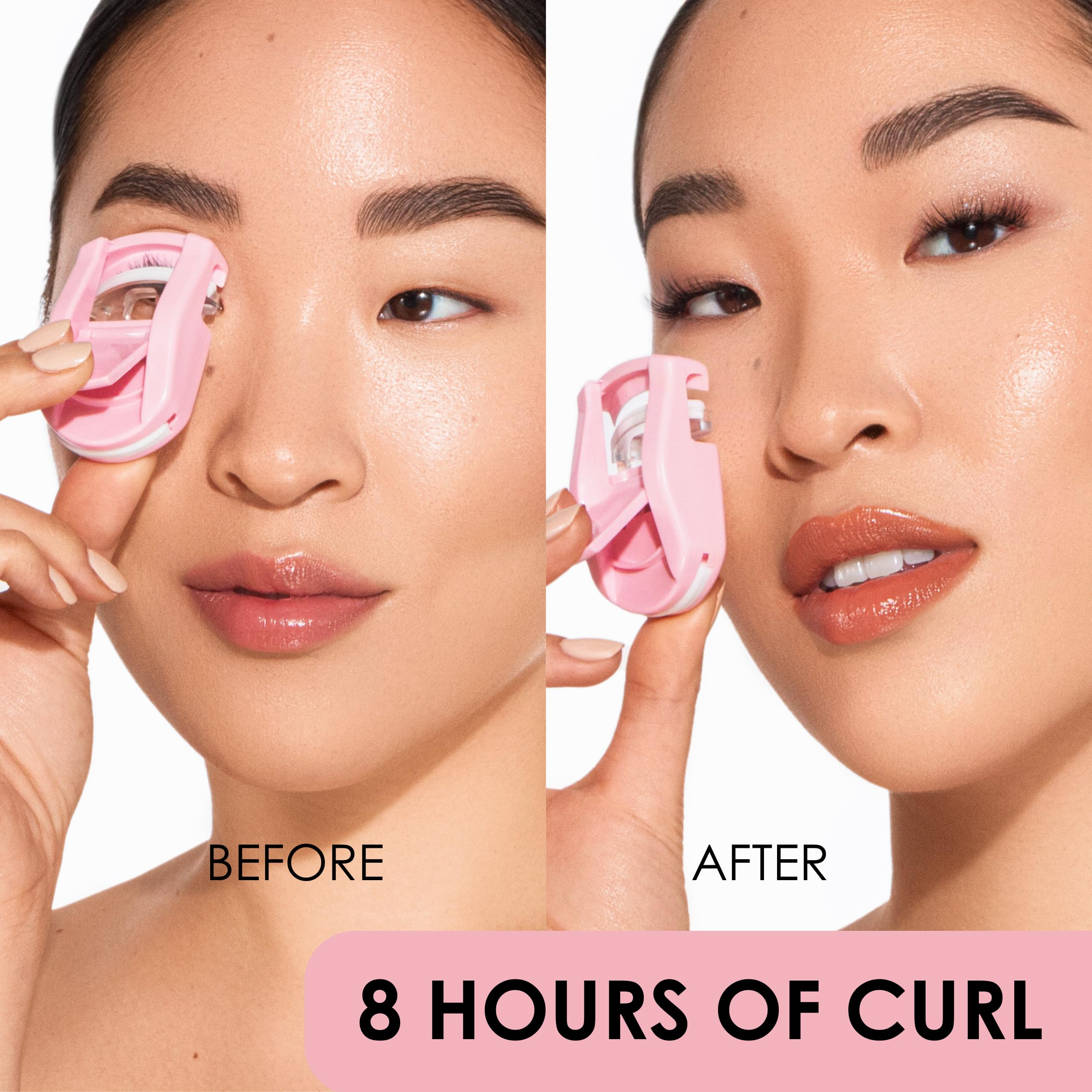 JAPONESQUE curler pink with replacement pad inside for ready lashes during travel