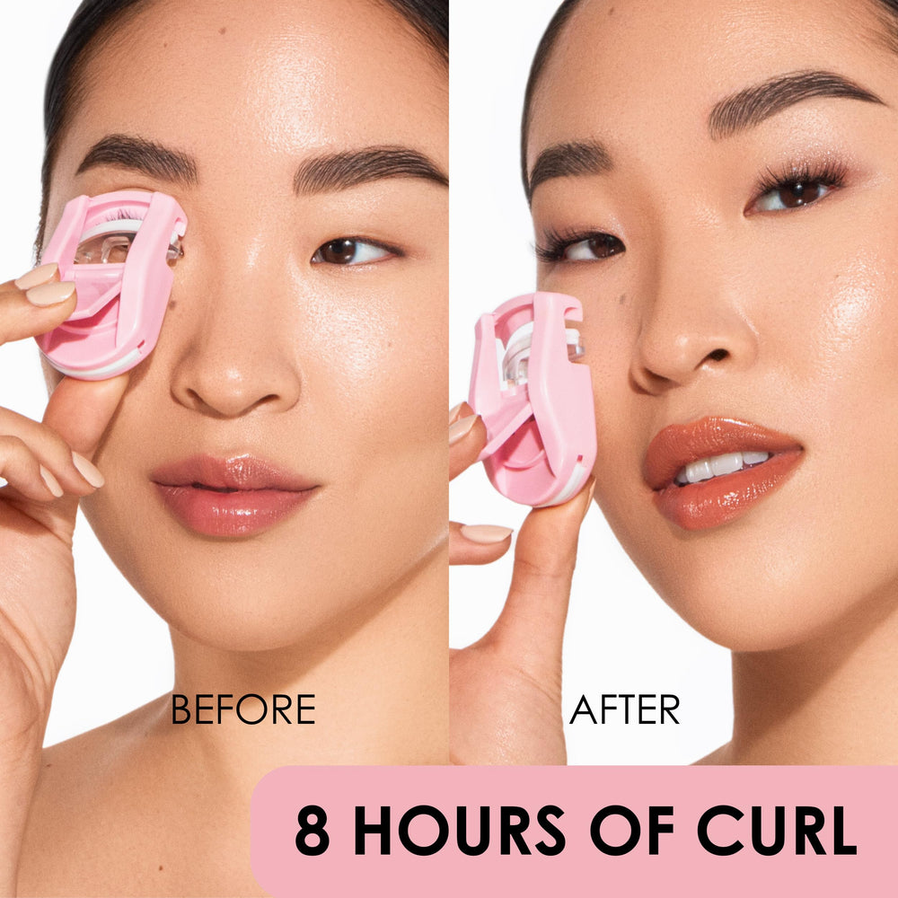 JAPONESQUE curler pink with replacement pad inside for ready lashes during travel