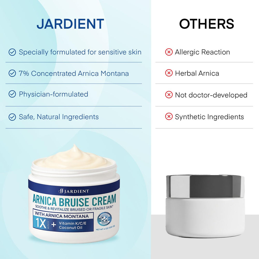 Jardient Arnica Bruise Cream vitamin-rich formula with K, C, E for clarity