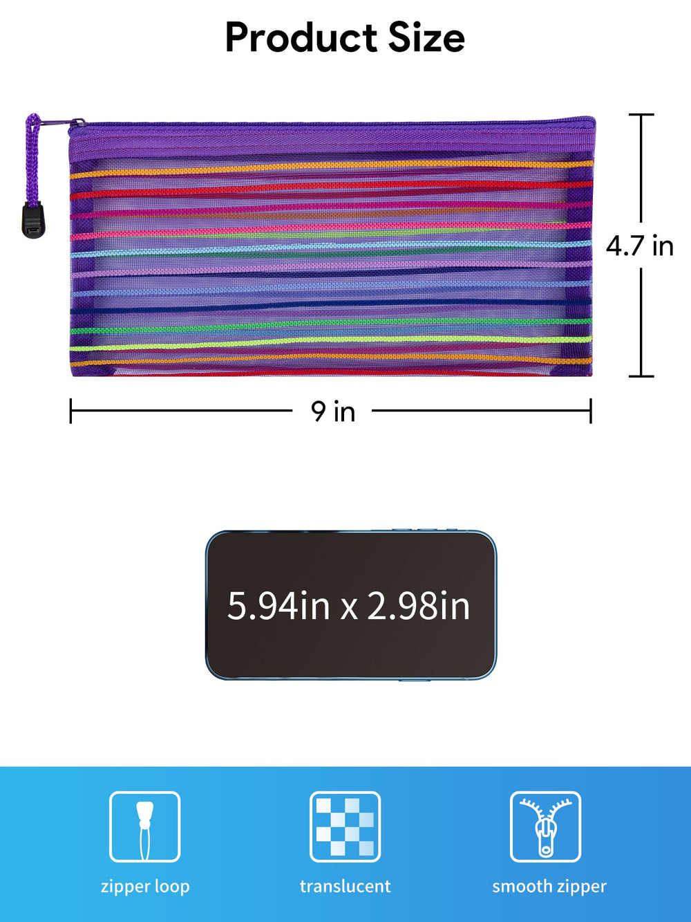 Jarlink mesh pouch zipper detail highlights durable closure for daily use.