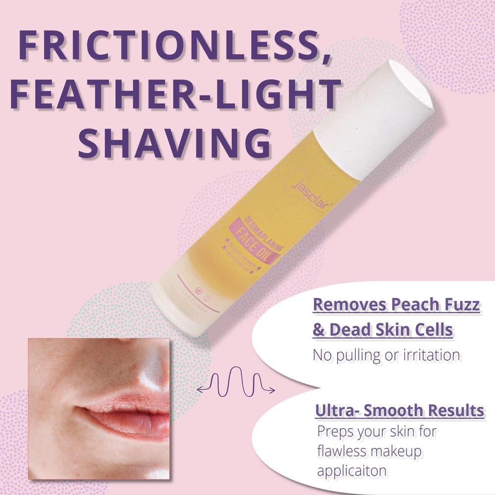 Jasclair Dermaplaning Oil applied for pre-shave prep on skin.