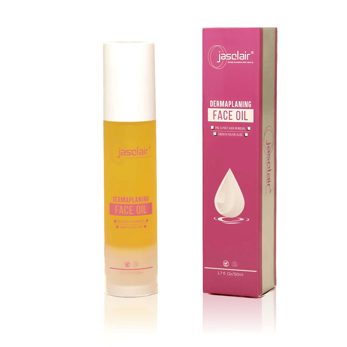 Jasclair Dermaplaning Oil bottle ready for a gentle glide on the skin.
