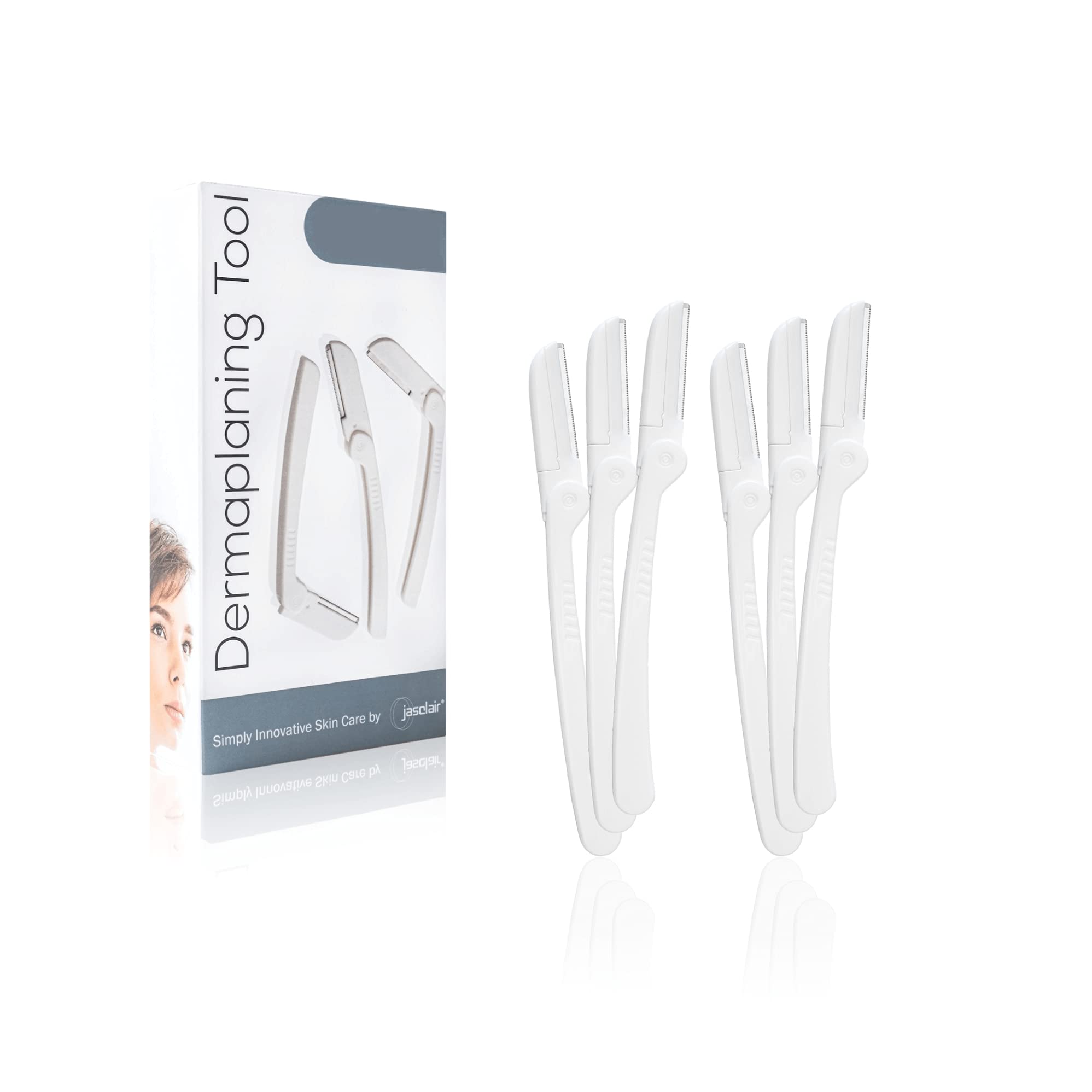 Jasclair dermaplaning razor pack for at-home hair removal and smooth makeup prep.
