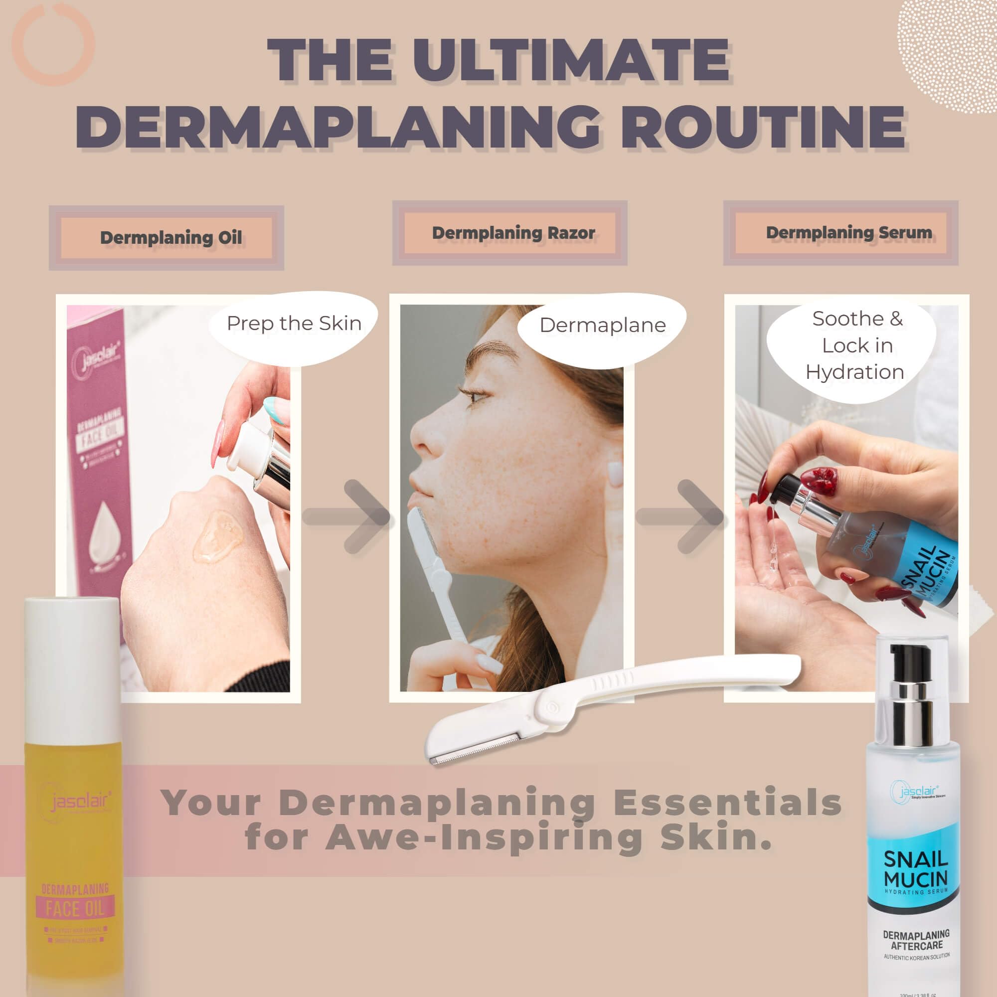 Jasclair Dermaplaning Razor travel-friendly case for on-the-go grooming