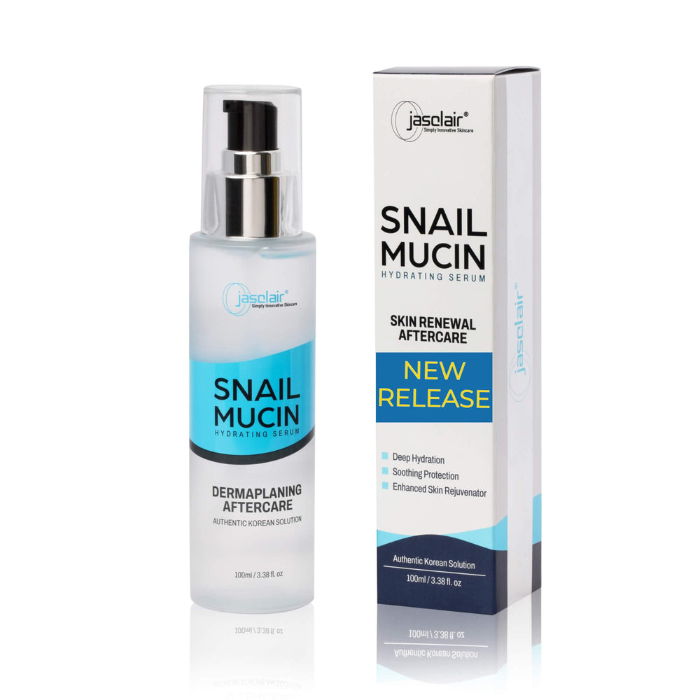 Jasclair baba de caracol post-dermaplaning, hidratación suave para piel irritada.