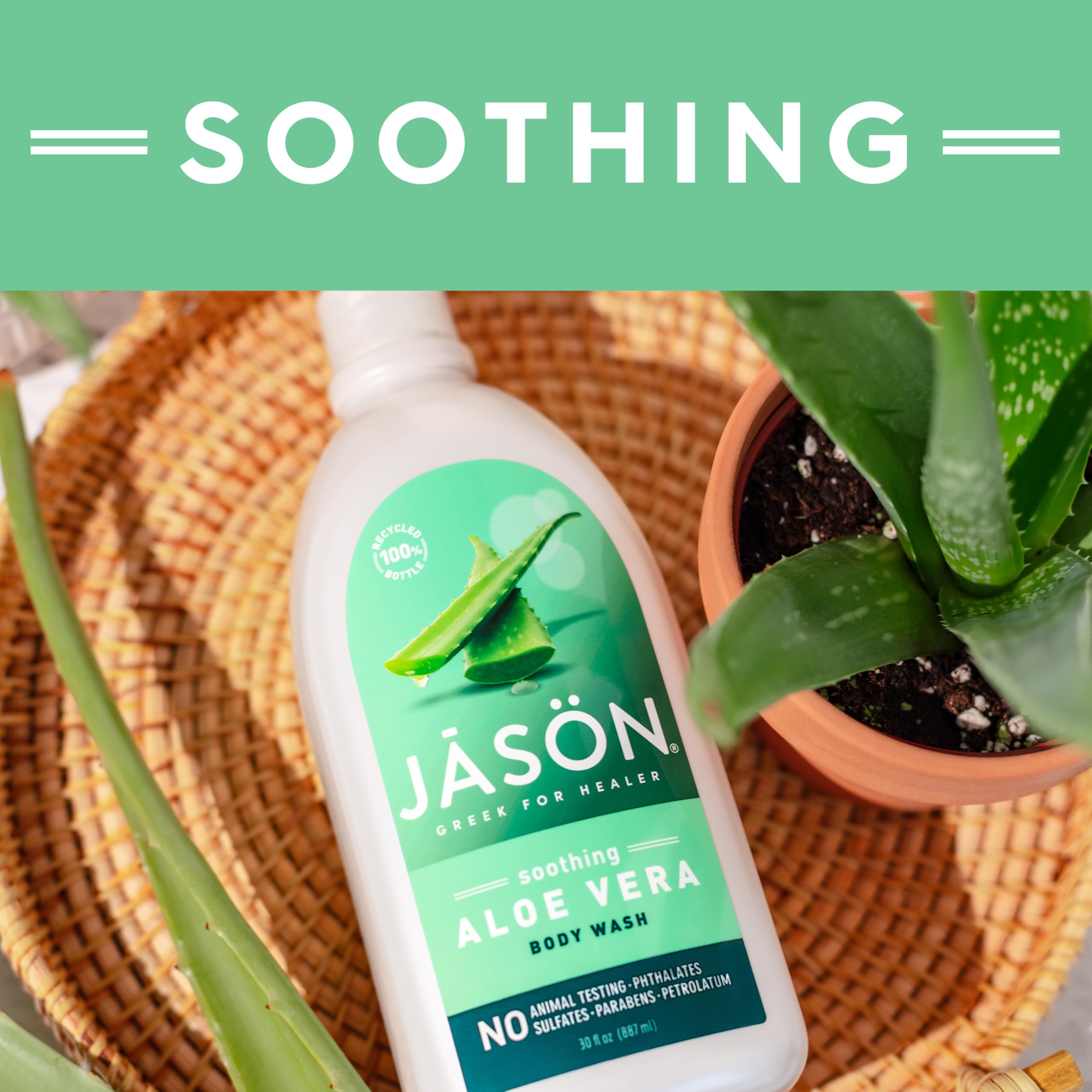 JASON Aloe Vera Shower Gel Leaping Bunny cruelty-free badge close-up.