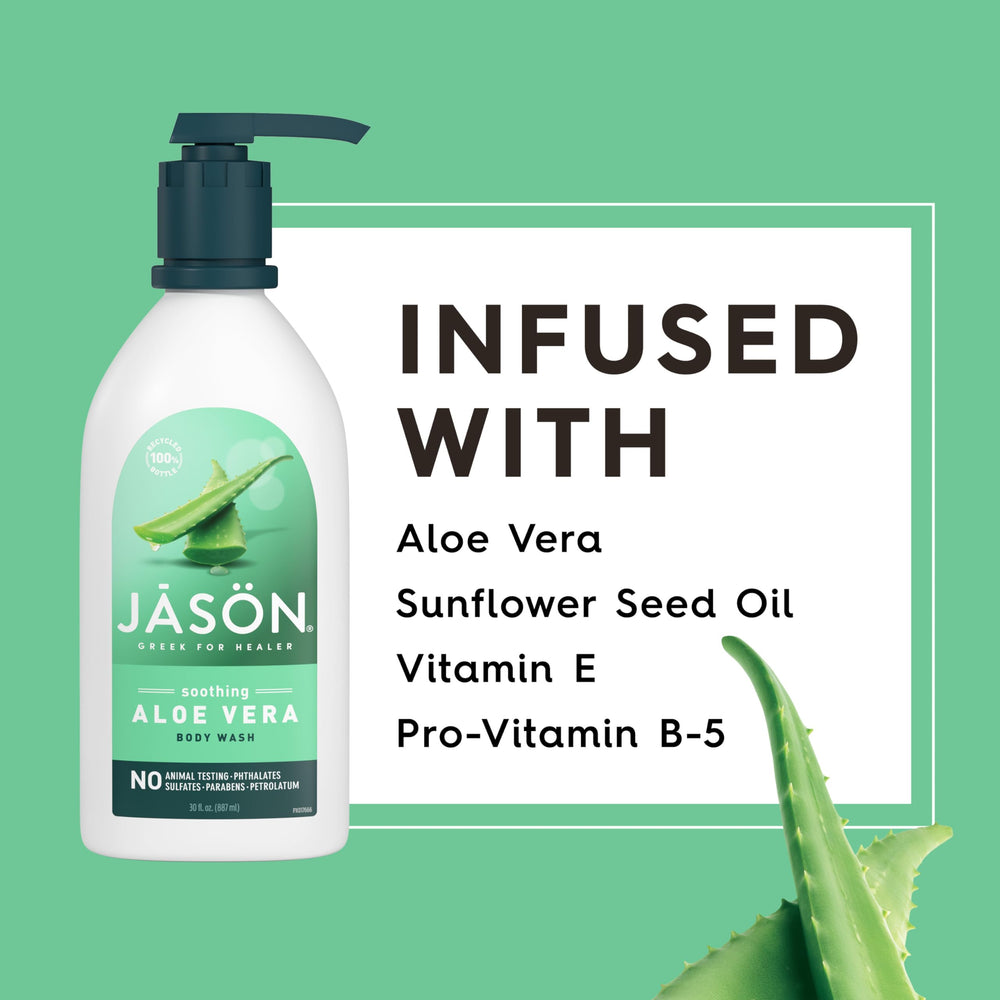 JASON Aloe Vera Shower Gel sunflower oil close-up for hydration.