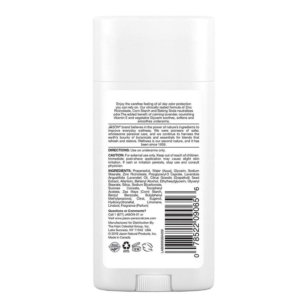 Jason Desodorante Lavanda Calma, ingredientes clave que neutralizan olores con suavidad.