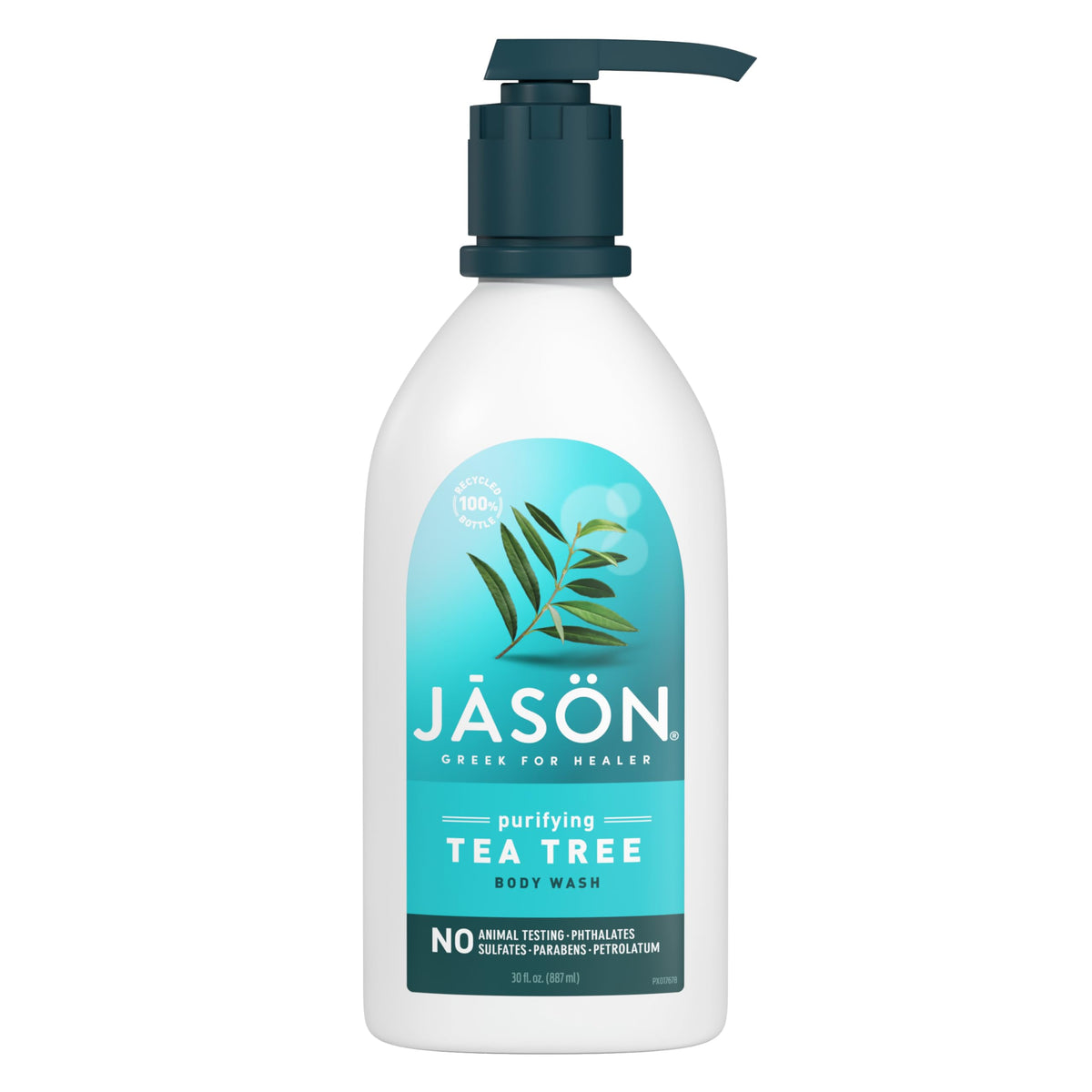 JASON gel ducha árbol de té, botella frontal, limpieza suave para la piel