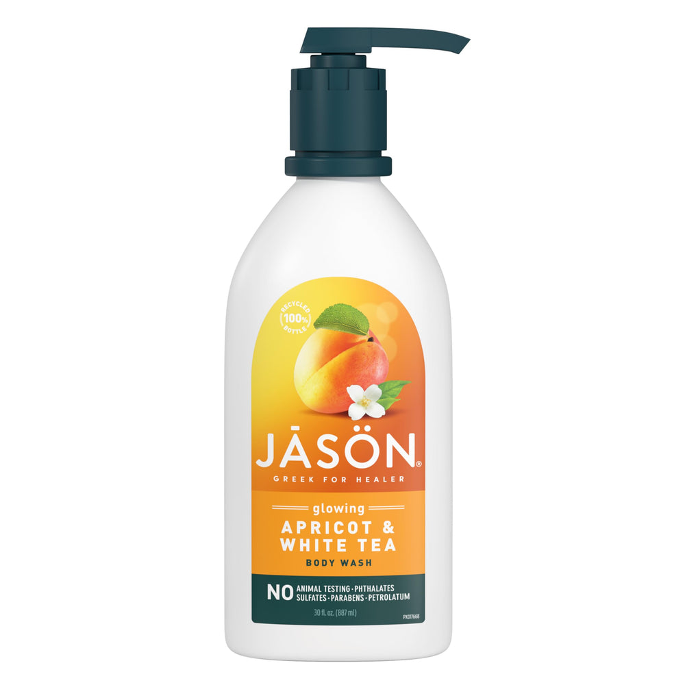 JASON botella de jabón corporal albaricoque y té blanco, limpieza suave para la piel