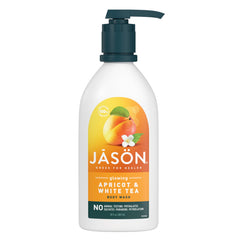 JASON botella de jabón corporal albaricoque y té blanco, limpieza suave para la piel