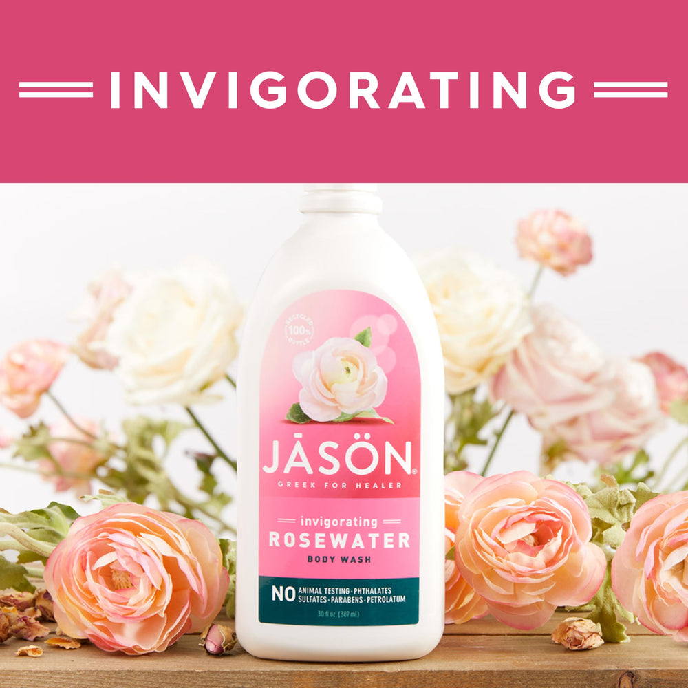 Fragancia de rosas de JASON para una experiencia de ducha vigorizante.