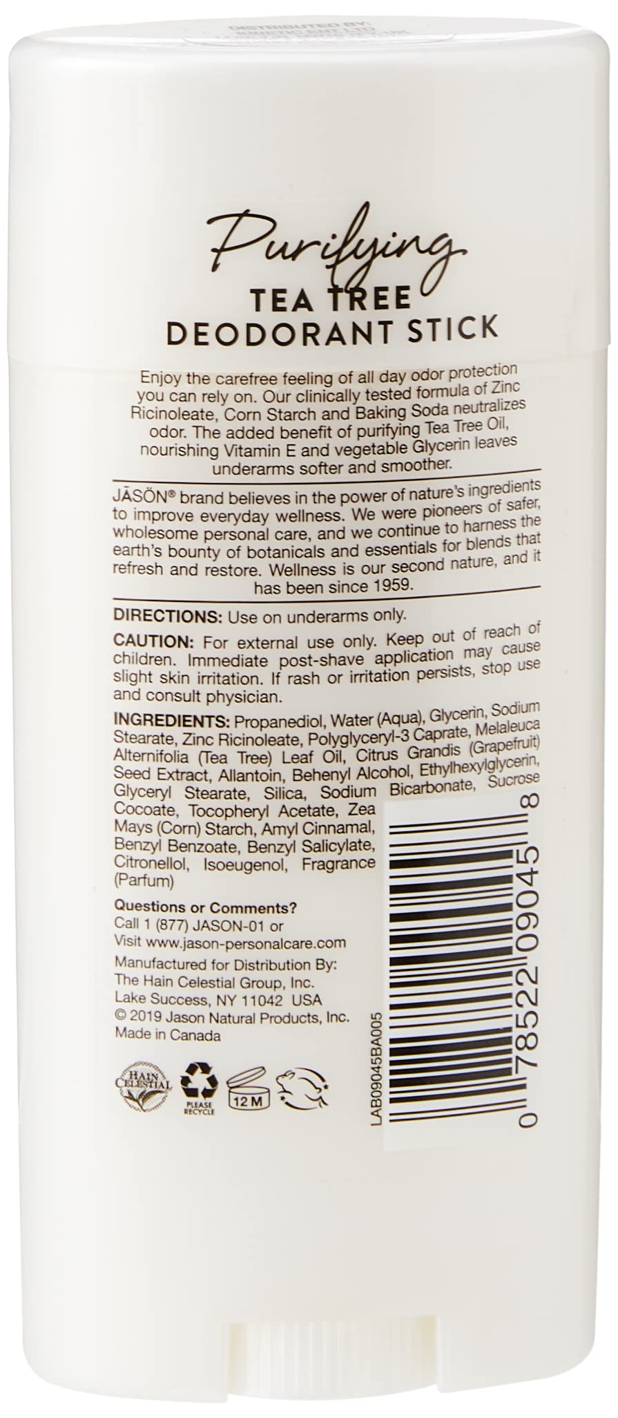Jason Purifying Tea Tree Deodorant Stick applies smoothly with no residue.