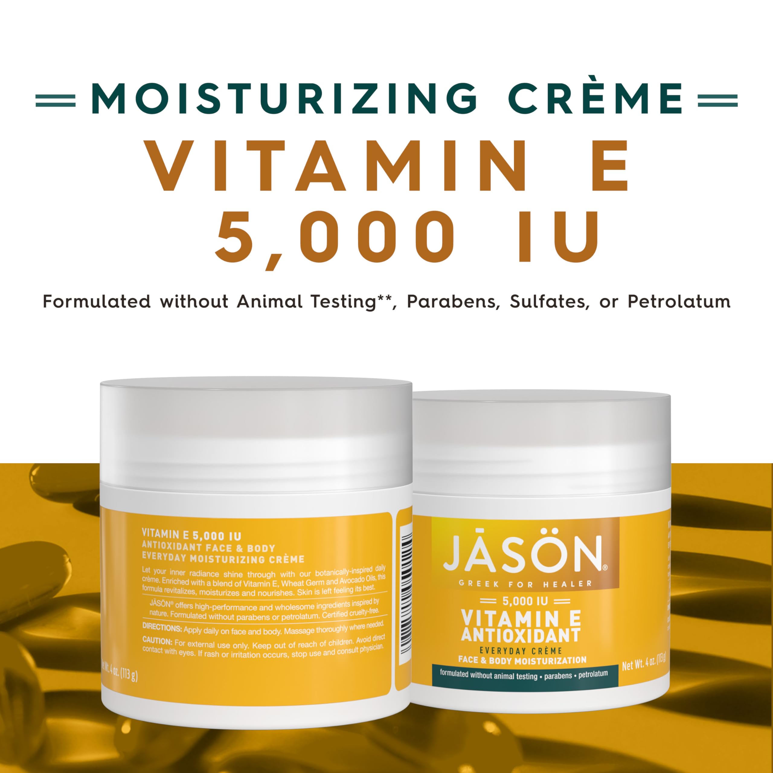 Textura crema nutritiva de JASON Vitamina E 5000 IU para piel suave.
