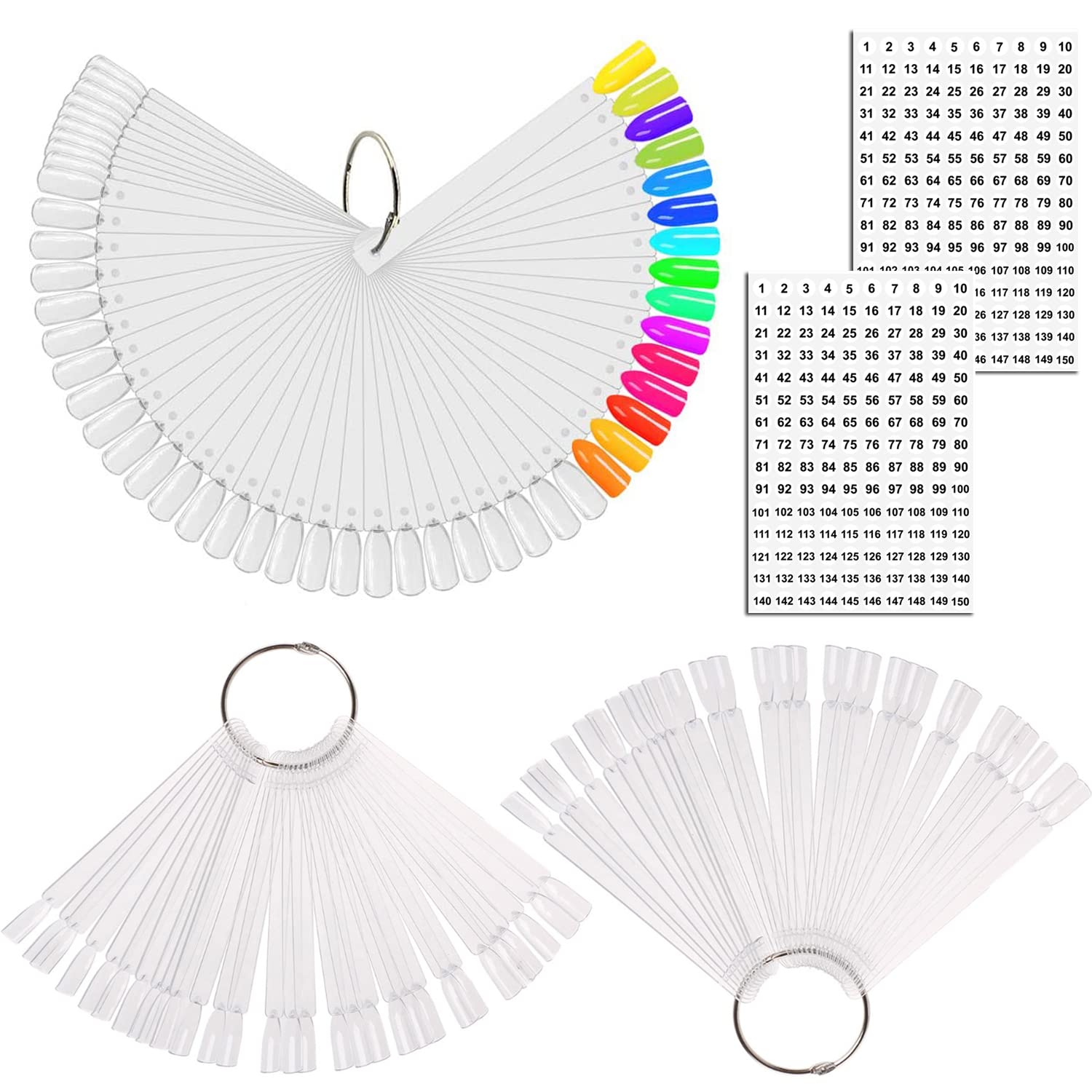 JASSINS nail swatch sticks with ring display for easy color organization