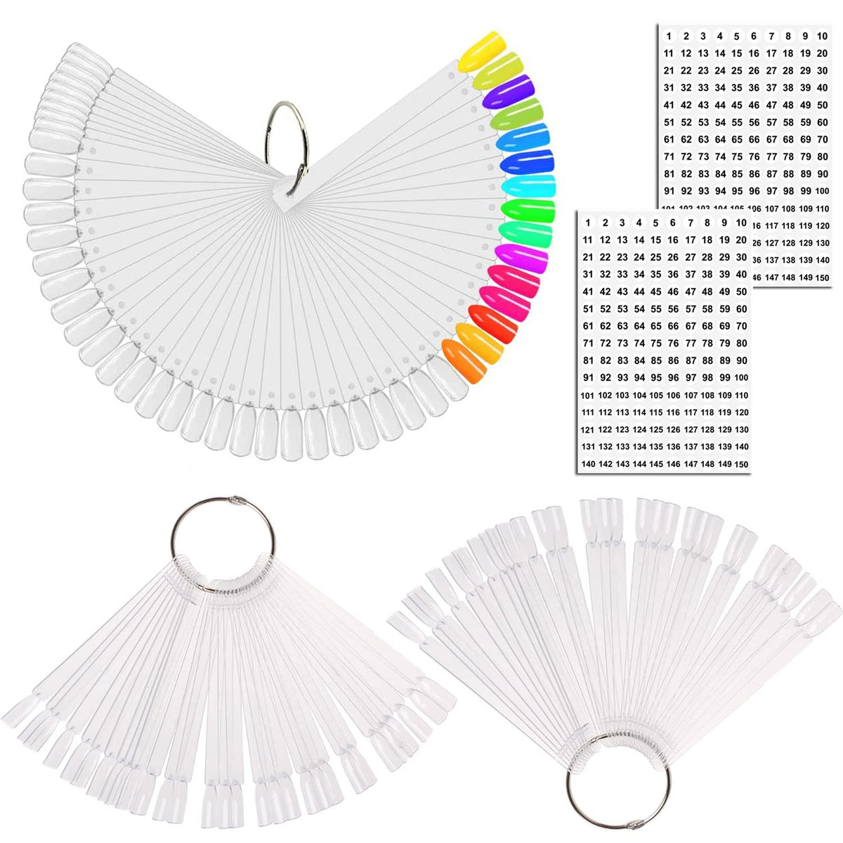 JASSINS nail swatch sticks with ring display for easy color organization