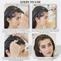 JASSINS headband features double-layer clips to secure bangs.