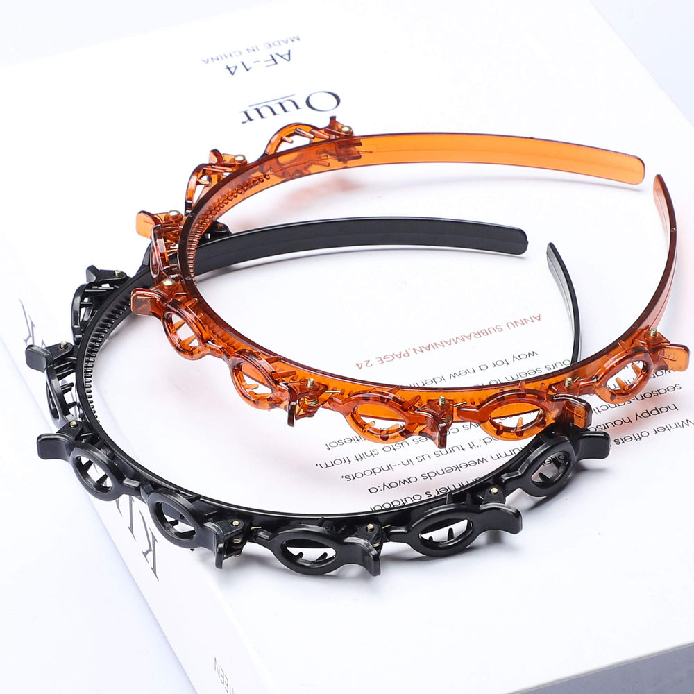 JASSINS headband shown during makeup routine for neat hair control.