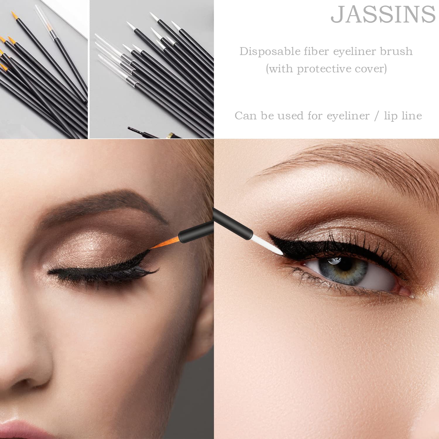 JASSINS black lip applicators double as eyelash cleaning brushes.