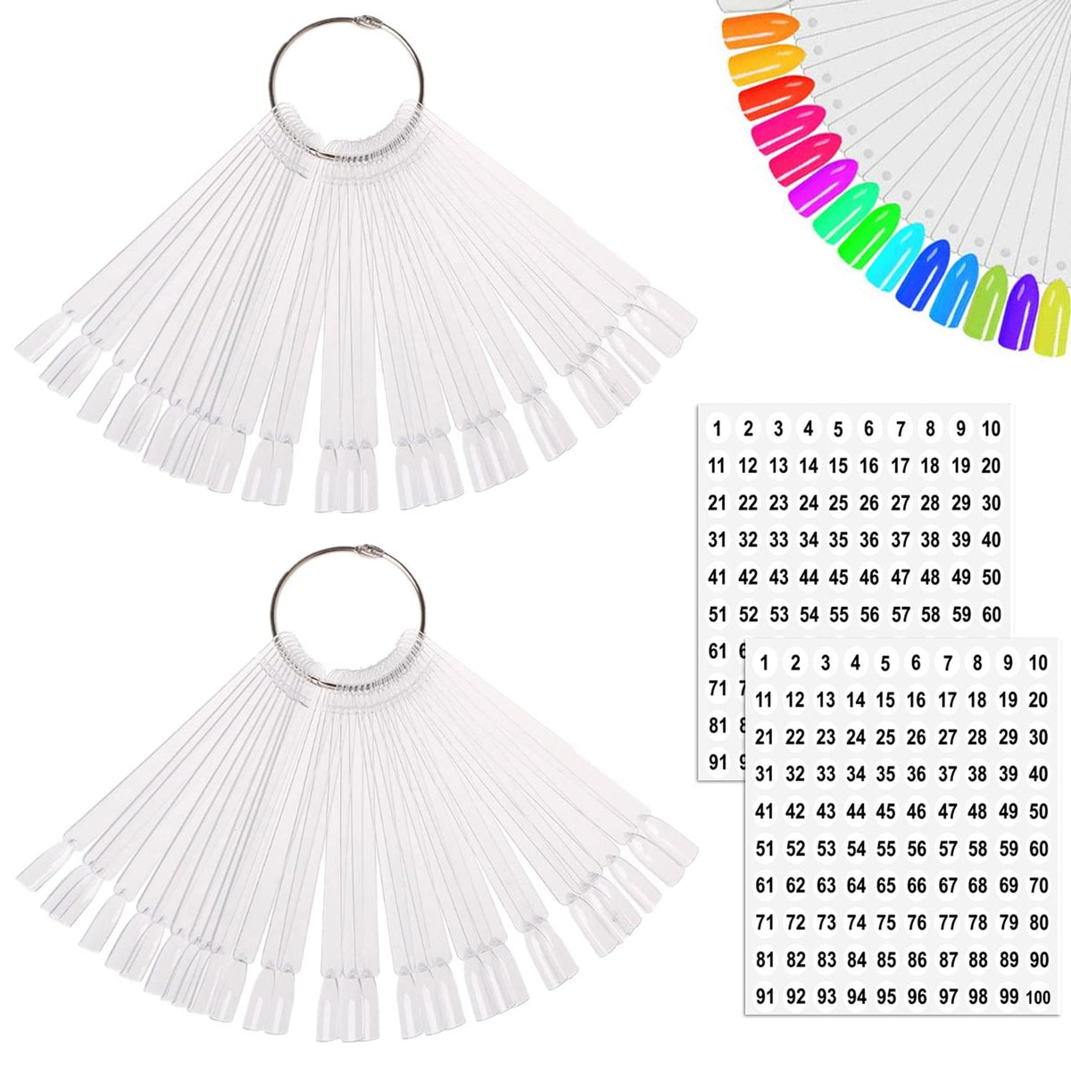 JASSINS clear fan shaped swatch sticks displaying nail polishes clearly