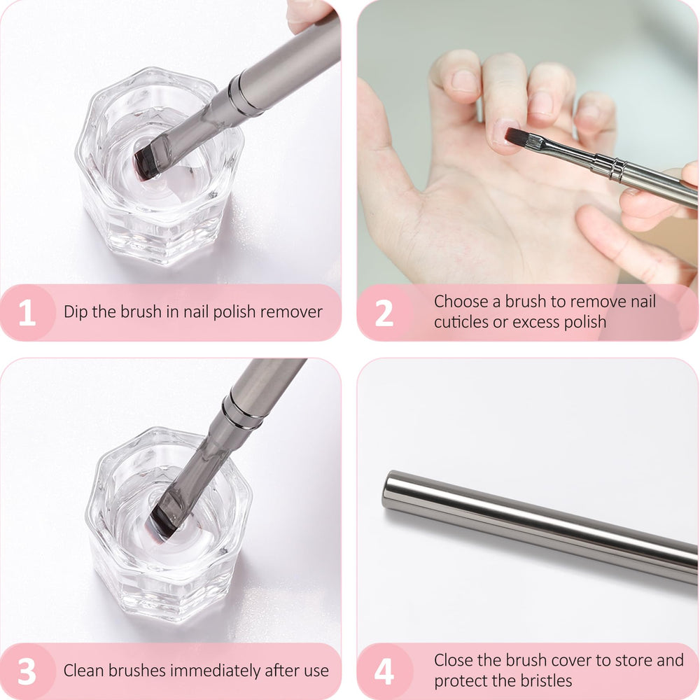 JASSINS set of three nail art clean up brushes for home or salon