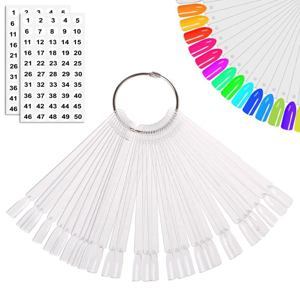 JASSINS nail swatch sticks with ring and numbered tips for quick color testing.