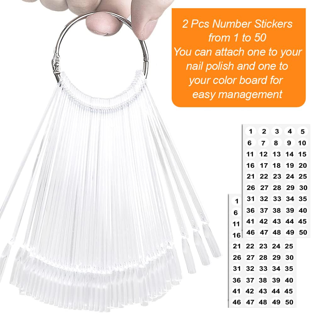JASSINS transparent sector fan-board clearly displays nail polish shades.