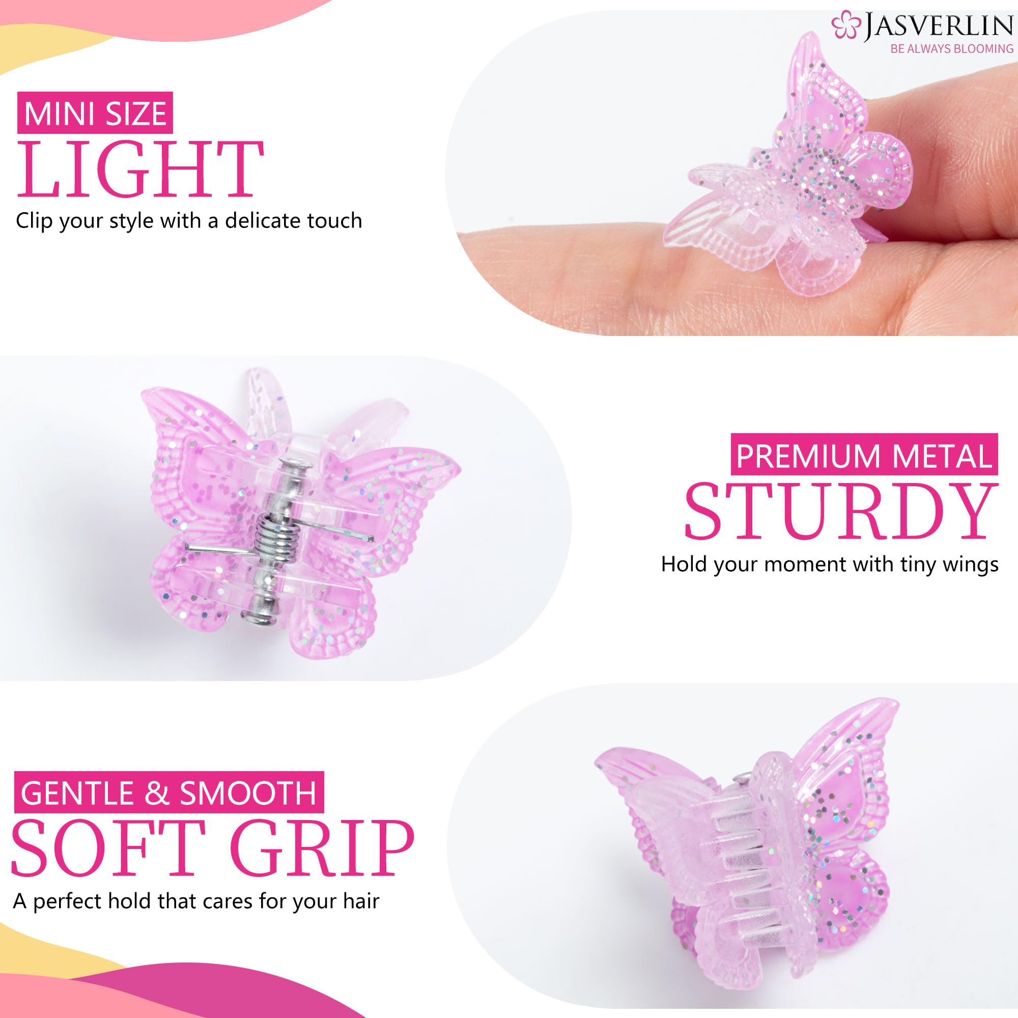 JASVERLIN Clip mariposa mini para peinados rápidos y seguros durante el día.